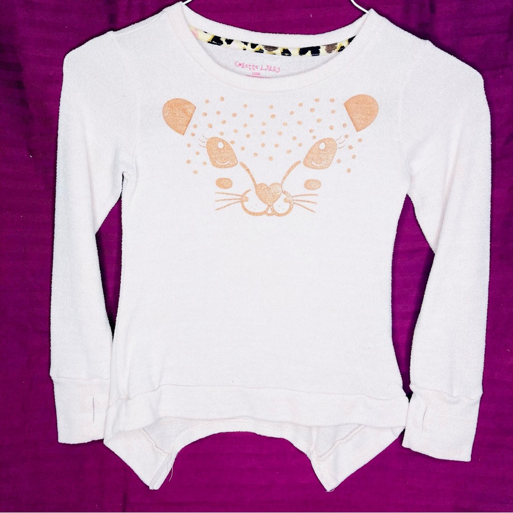 Colette Lilly Girls Cheetah Pullover  Light Sweater Pink Size 6X